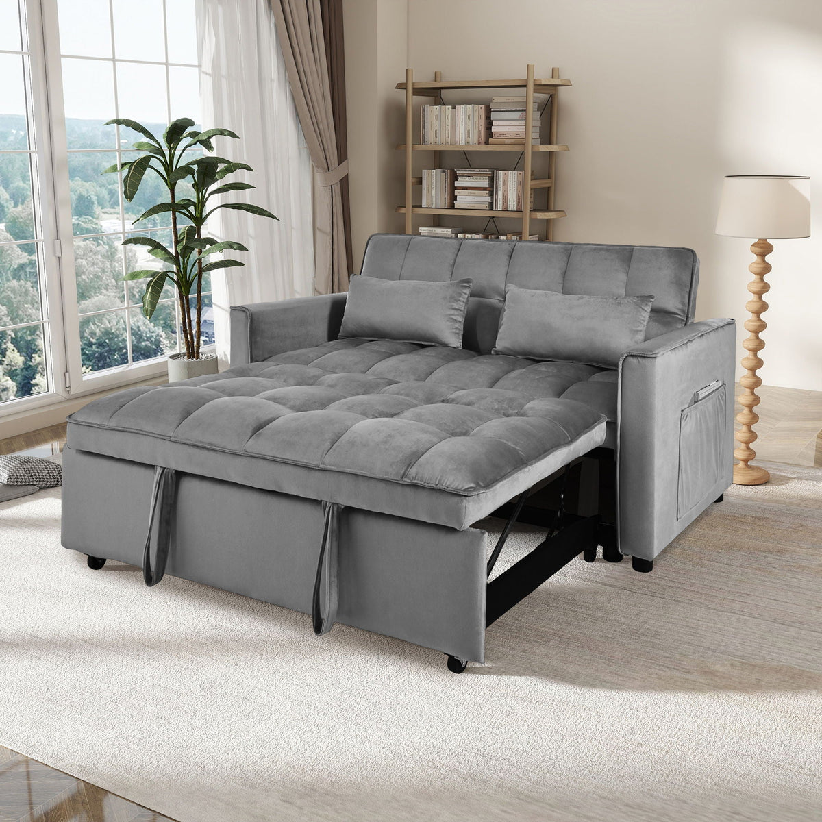 3 In 1 Pull Out Couch Convertible Sofa Bed With Reclining Backrest, photo 25 of 35