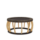 Vintage Rattan Solid Wood Round Coffee Table