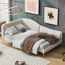 Upholstered Daybed With Headboard And Armrest, Support Legs by HouseOfZazla