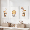 Woodland Jungle Set of 3 Prints. Lion, Giraffe, Tiger Art by Wall Art Set