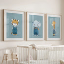 Safari Nursery Wall Art Set of 3. Baby Elephant, Giraffe, Tiger by Wall Art Set