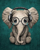 Baby Elephant With Headphones