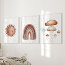 Minimalist Baby Room Wall Art Set of 3. Earthy Rainbow Theme by Wall Art Set
