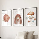 Minimalist Baby Room Wall Art Set of 3. Earthy Rainbow Theme by Wall Art Set