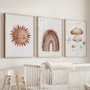 Minimalist Baby Room Wall Art Set of 3. Earthy Rainbow Theme by Wall Art Set