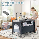 5-in-1 Baby Nursery Center Foldable Toddler Bedside Crib with Music Box