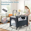 5-in-1 Baby Nursery Center Foldable Toddler Bedside Crib with Music Box by LJGDeals