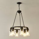 6-Light Black Wagon Wheel Chandelier