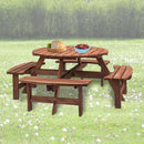 8 Person Wooden Picnic Table Outdoor Camping Dining Table with Seat by HouseOfZazla