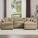 Modern Oversized Modular Cushion Sofa With Ottoman, Low Back, Deep Seating Sofa Set