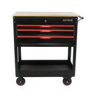 3 DRAWERS MULTIFUNCTIONAL TOOL CART WITH WHEELS AND WOODEN TOP