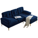 83" Modern Sectional Sofas Couches Velvet L Shaped Couches for Living Room, Bedroom, Blue