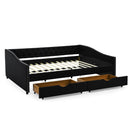 Upholstered Tufted Daybed With 2 Drawers, Waved Arms by HouseOfZazla