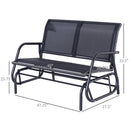 2-Person Outdoor Glider Bench, Patio Double Swing Rocking Chair Loveseat w/ Powder Coated Steel Frame for Backyard Garden Porch, Black