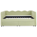 Gingham Daybed With USB Charging Port, Wave-Shaped Design