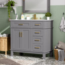 36" Gray Modern Bathroom Vanity with Ceramic Sink