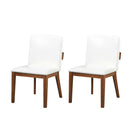 Modern Dining Chairs (Set of 2) With Glossy Upholstery - White / Walnut by Unique Piece Furniture