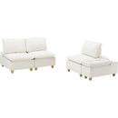 88-inch simple, modern and ultra-comfortable straight-row three-seater off-white flannel sofa is suitable for living rooms, bedrooms and balconies.