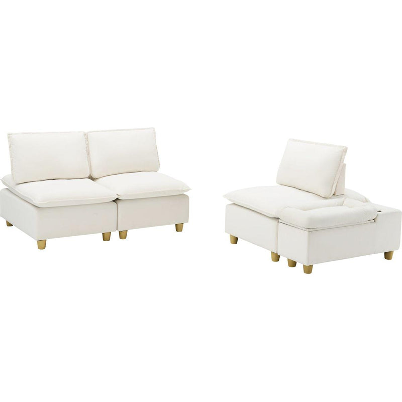 88-inch simple, modern and ultra-comfortable straight-row three-seater off-white flannel sofa is suitable for living rooms, bedrooms and balconies.