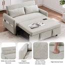 55.1" Pull Out Sleep Sofa Bed Loveseats Sofa Couch with Adjustable Backrest, Storage Pockets, 2 Soft Pillows, USB Ports for Living Room, Bedroom, Apartment, Office, Beige