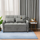 3 In 1 Convertible Sleeper Sofa Bed, Modern Fabric Futon Sofa Couch Pullout Bed, Adjustable Backrest With Three USB Ports, Two Side Pockets, Two Cup Holders And Swivel Phone Holder by HouseOfZazla