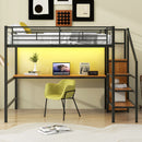 Loft Bed With Desk, Storage Staircase, Small Wardrobe And LED Light by Unique Piece Furniture