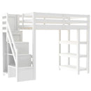 Loft Bed With 4 Layer Shelves, Storage Staircase, Small Wardrobe And LED Light by Unique Piece Furniture