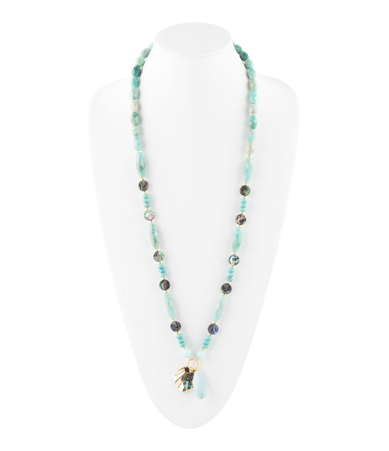Baja Amazonite and Abalone Long Necklace