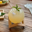 Ball shape coffee juice cocktail glass with straw dining room decor by Decorbites