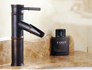 GobekUsa Black Bronze Waterfall Faucet Bamboo Bathroom Sink Tap High Arch Mixer