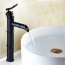 GobekUsa Black Bronze Waterfall Faucet Bamboo Bathroom Sink Tap High Arch Mixer