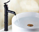 GobekUsa Black Bronze Waterfall Faucet Bamboo Bathroom Sink Tap High Arch Mixer