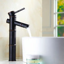 GobekUsa Black Bronze Waterfall Faucet Bamboo Bathroom Sink Tap High Arch Mixer