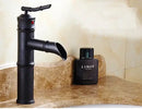 GobekUsa Black Bronze Waterfall Faucet Bamboo Bathroom Sink Tap High Arch Mixer