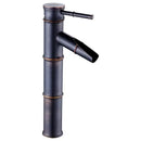 GobekUsa Black Bronze Waterfall Faucet Bamboo Bathroom Sink Tap High Arch Mixer