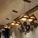 GobekUsa Bamboo Chinese Island Pendant Light for Triangle Roof Restaurant in Wood