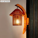 GobekUsa Bamboo Country House Wall Sconce with Arc Arm - Brown