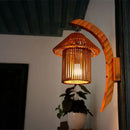 GobekUsa Bamboo Country House Wall Sconce with Arc Arm - Brown