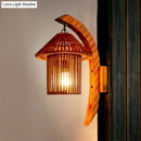 GobekUsa Bamboo Country House Wall Sconce with Arc Arm - Brown