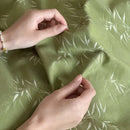 GobekUsa Bamboo Leaf Jacquard Bedding Set: Soft & Comfortable Quilt Set, 100% Cotton, Green, Adult & Kids.