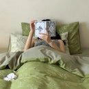 GobekUsa Bamboo Leaf Jacquard Bedding Set: Soft & Comfortable Quilt Set, 100% Cotton, Green, Adult & Kids.