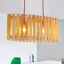 GobekUsa Stylish Bamboo Linear Island Lighting - Oval Shade Wood Pendant Lamp for Dining Table
