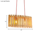 GobekUsa Stylish Bamboo Linear Island Lighting - Oval Shade Wood Pendant Lamp for Dining Table