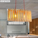 GobekUsa Stylish Bamboo Linear Island Lighting - Oval Shade Wood Pendant Lamp for Dining Table