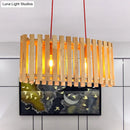 GobekUsa Stylish Bamboo Linear Island Lighting - Oval Shade Wood Pendant Lamp for Dining Table