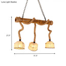 GobekUsa Bamboo Linear Island Pendant Light with Cage Shade - Lodge Style - Beige