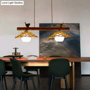 GobekUsa Bamboo Pendant Lighting: Conical Island Light with White Glass Shade