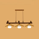 GobekUsa Bamboo Pendant Lighting: Conical Island Light with White Glass Shade