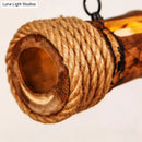 GobekUsa Bamboo Pole LED Suspension Light - Lodge Style Dining Room Island Lamp in Wood