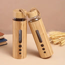 Bamboo shell glass water bottle kitchen sports drinkware with handle by Decorbites